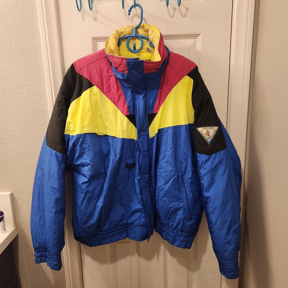 Weekends vintage 80s colorblock ski jacket size XL